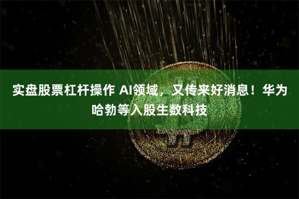 实盘股票杠杆操作 AI领域，又传来好消息！华为哈勃等入股生数科技